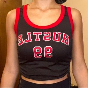 Hustle 99 drawstring crop tank